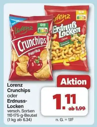 Famila Nord Ost Lorenz Crunchips oder Erdnuß-Locken Angebot