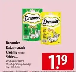 Famila Nord Ost Dreamies Katzensnack Creamy oder Sticks Angebot