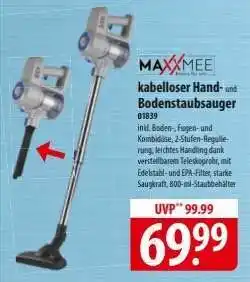 Famila Nord Ost MAXXMEE kabelloser Hand- und Bodenstaubsauger Angebot