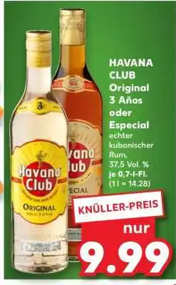 Kaufland HAVANA CLUB Original 3 Años oder Especial Angebot