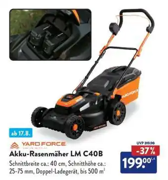 Aldi Süd Akku-Rasenmäher LM C40B Angebot