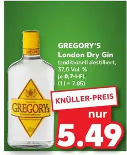 Kaufland GREGORY'S London Dry Gin Angebot