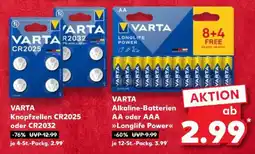 Kaufland VARTA Alkaline-Batterien AA oder AAA Longlife Power Angebot