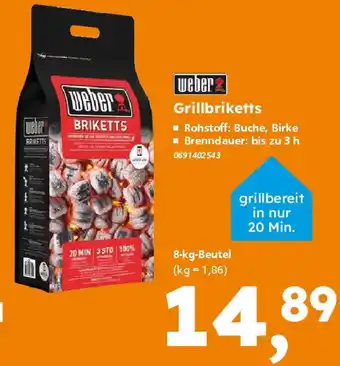 Globus Baumarkt weber Grillbriketts Angebot