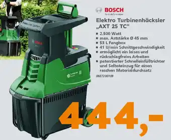 Globus Baumarkt BOSCH Elektro Turbinenhäcksler ,,AXT 25 TC❝ Angebot