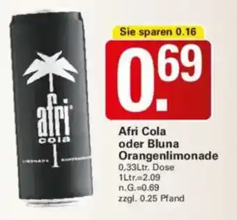 WEZ Afri Cola oder Bluna Orangenlimonade Angebot