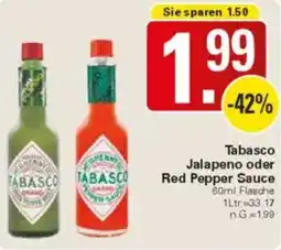 WEZ Tabasco Jalapeno oder Red Pepper Sauce Angebot