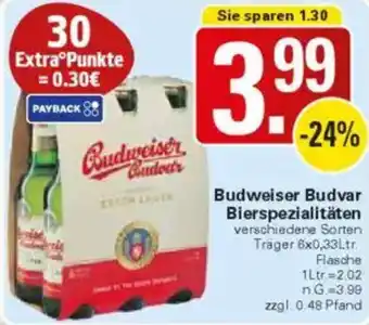 WEZ Budweiser Budvar Bierspezialitäten Angebot