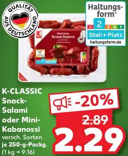 Kaufland K-CLASSIC Snack Salami oder Mini Kabanossi Angebot