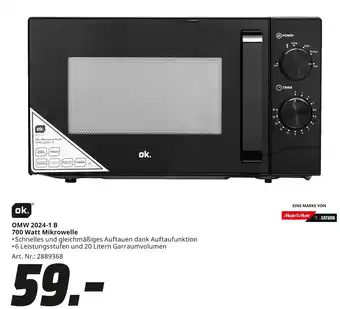 MediaMarkt Ok. omw 2024-1 b 700 watt mikrowelle Angebot
