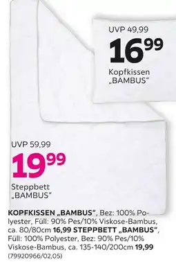 Mömax Kopfkissen „bambus“ oder steppbett „bambus“ Angebot