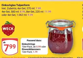 Globus Weck einkochglas tulpenform 4er-set Angebot