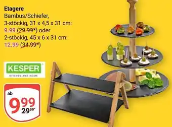 Globus Kesper etagere bambus/schiefer, 3-stöckig Angebot