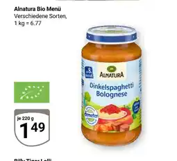 Globus Alnatura bio menü Angebot