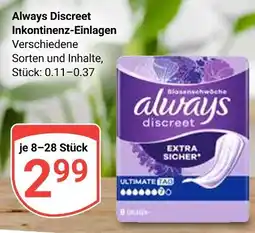 Globus Always discreet inkontinenz-einlagen Angebot