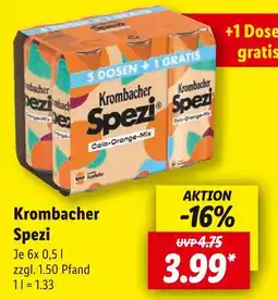 Lidl Krombacher spezi cola-orange-mix Angebot