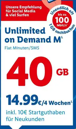 Lidl Unlimited on demand m Angebot