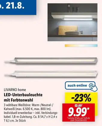 Lidl Livarno home led-unterbauleuchte mit farbtonwahl Angebot