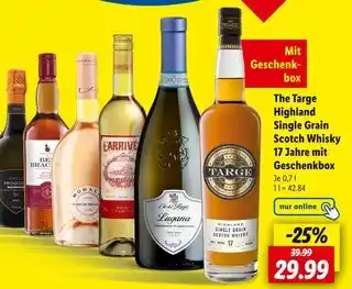 Lidl Targe the targe highland single grain scotch whisky 17 jahre mit geschenkbox Angebot