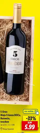 Lidl 5 oros rioja crianza doca Angebot