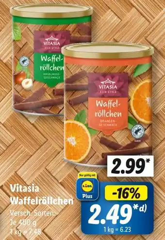 Lidl Vitasia waffelröllchen haselnuss-geschmack Angebot