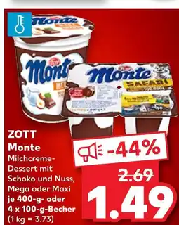 Kaufland Zott monte milchcreme-dessert mit schoko und nuss, mega Angebot