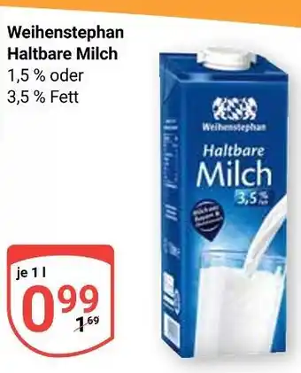 Globus Weihenstephan haltbare milch 1,5 % fett Angebot