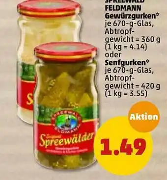 PENNY Spreewald Feldmann Gewürzgurken Oder Senfgurken Angebot