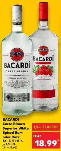 Kaufland BACARDI Carta Blanca Superior White, Spiced Rum oder Razz Angebot