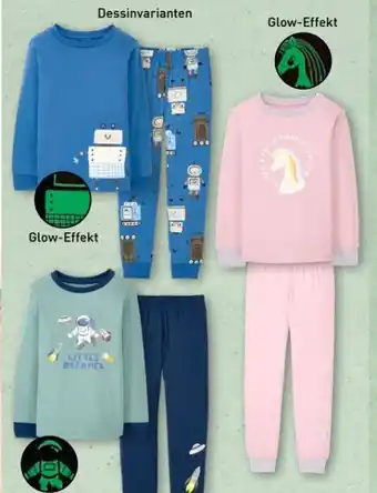 Aldi Nord Lily & Dan Kinder Glow-in-the-Dark- Schlafanzug Angebot