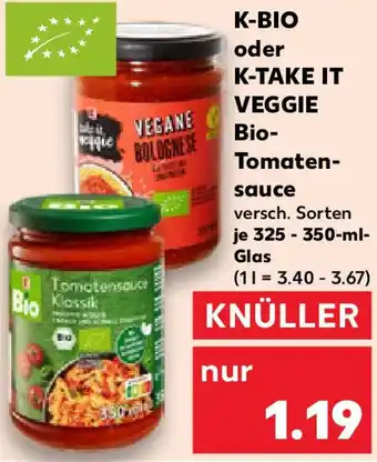 Kaufland K-BIO oder K-TAKE IT VEGGIE Bio Tomatensauce Angebot