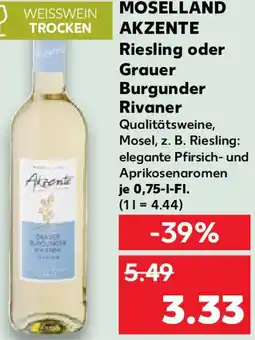 Kaufland MOSELLAND AKZENTE Riesling oder Grauer Burgunder Rivaner Angebot