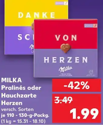 Kaufland MILKA Pralinés oder Hauchzarte Herzen Angebot