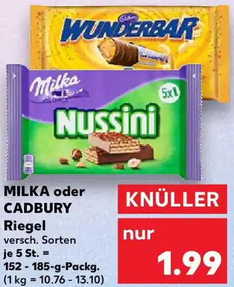 Kaufland MILKA oder CADBURY Riegel Angebot