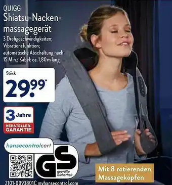 Aldi Nord Quigg Shiatsu-nacken-massagegerät Angebot