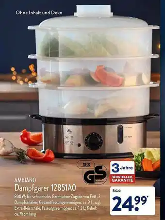 Aldi Nord Ambiano Dampfgarer 12851ao Angebot