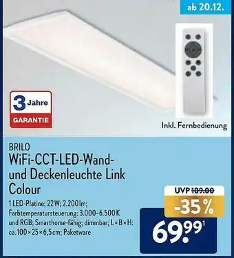 Aldi Nord Brilo Wifi-cct-led-wand- Und Deckenleuchte Link Colour Angebot