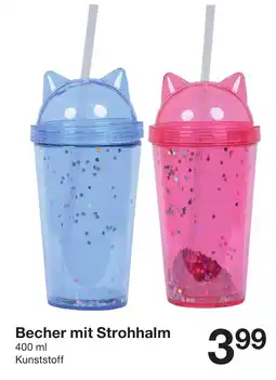 Zeeman Becher mit Strohhalm Angebot
