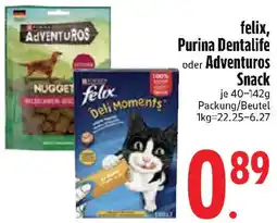 Edeka felix, Purina Dentalife oder Adventuros Snack Angebot