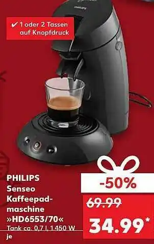 Kaufland Philips Senseo Kaffeepadmaschine  „hd6553 Oder 70“ Angebot