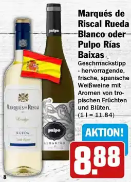 HIT Marqués de Riscal Rueda Blanco oder Pulpo Rías Baixas Angebot