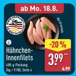 Aldi Nord Hähnchen- Innenfilets Angebot