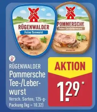Aldi Nord RÜGENWALDER Pommersche Tee-/Leberwurst Angebot