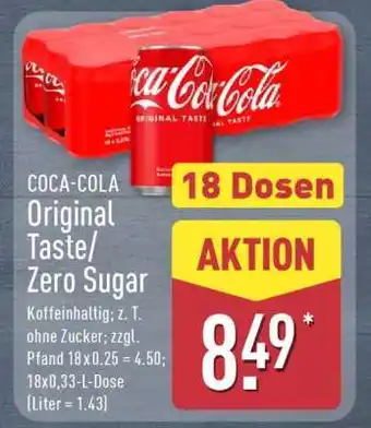 Aldi Nord COCA-COLA original taste/zero sugar Angebot