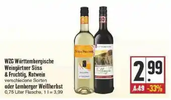 Edeka Wzg Württembergische Weingärtner Süss & Fruchtig Rotwein Oder Lemberger Weißherbst Angebot