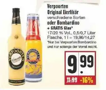 Edeka Verpoorten Original Eierlikör Oder Bombardino + Gratis Glas Angebot