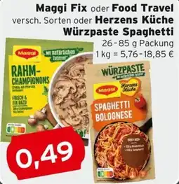 CAP Markt Maggi Fix oder Food Travel oder Herzens Küche Würzpaste Spaghetti Angebot