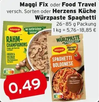CAP Markt Maggi Fix oder Food Travel oder Herzens Küche Würzpaste Spaghetti Angebot