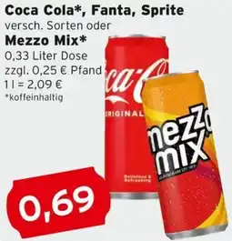 CAP Markt Coca Cola, Fanta, Sprite oder Mezzo Mix Angebot