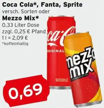 CAP Markt Coca Cola, Fanta, Sprite oder Mezzo Mix Angebot